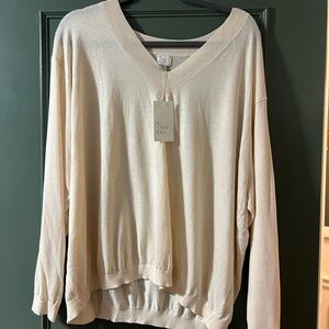 a new day Women's V-Neck Cream Sweater